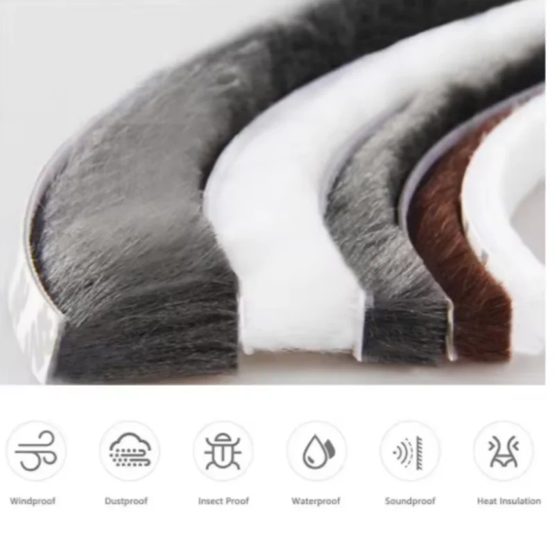 Door Seal Strip 5/10M Home Windproof Tape Sealing Strip Pile Weatherstrip Window Sound Insulation Dust Strip Weather Stripping