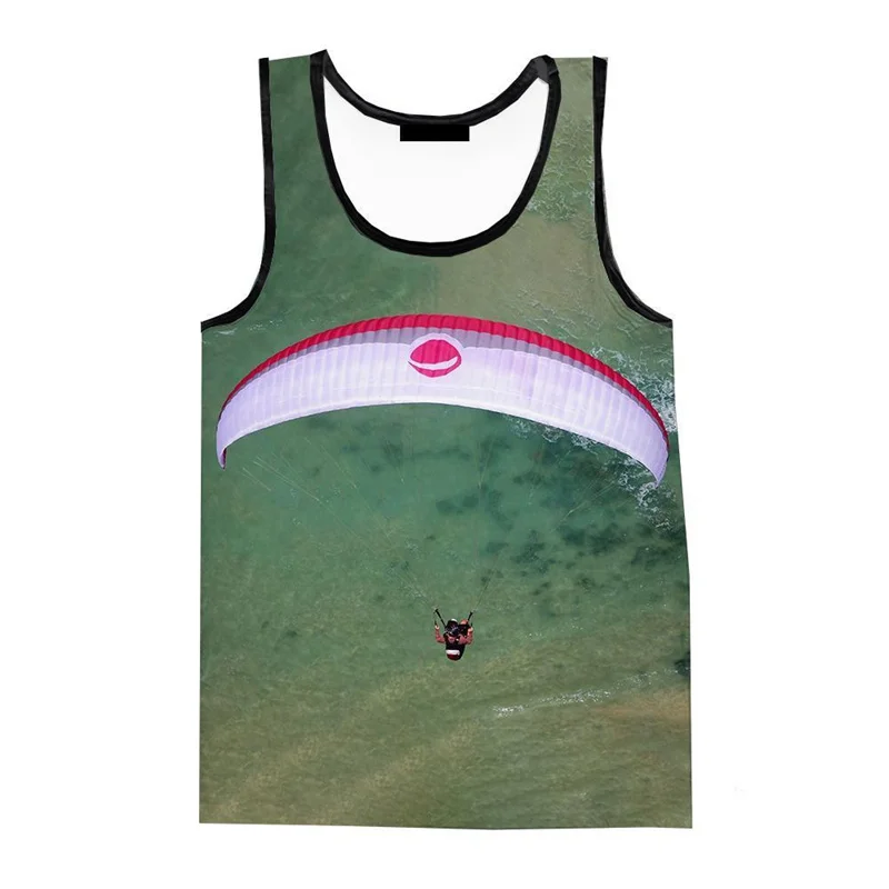 

3D Print Paragliding Tank Top For Men Summer Fashion Casual Sleeveless T-shirt Harajuku Streetwear Sports Plus Size Vest Tops