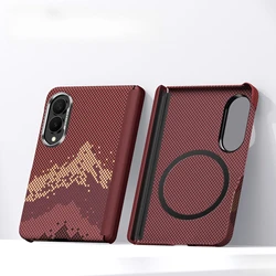 Enhanced Magnetic Rotating Bracket Frosted Shockproof Foldable Case with Skin - Friendly Finish for Galaxy Z Fold 8 Wide (Red)