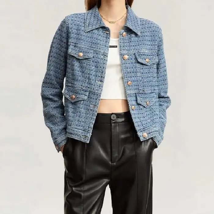 جاكيت دنيم نسائي أنيق بتصميم ريترو، كارديجان قصير، ملابس خارجية نسائية جديدة لربيع وصيف، نمط كوري شعبي