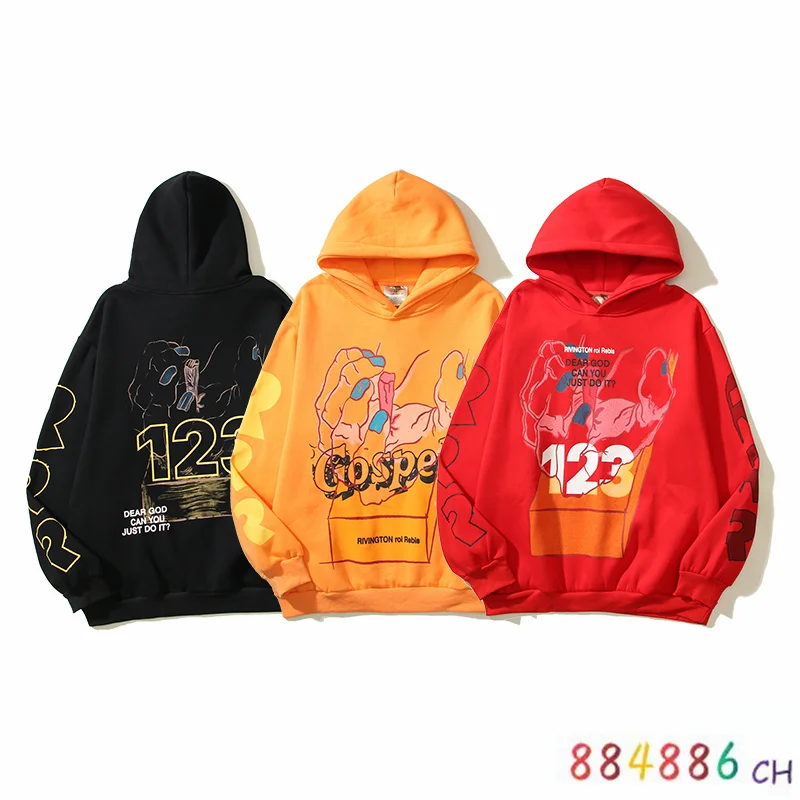 

2023 RRR123 Lntangible Hand Abstract Printed Hoodie Men Women High Quality Pullover Hooded Sweatshirt