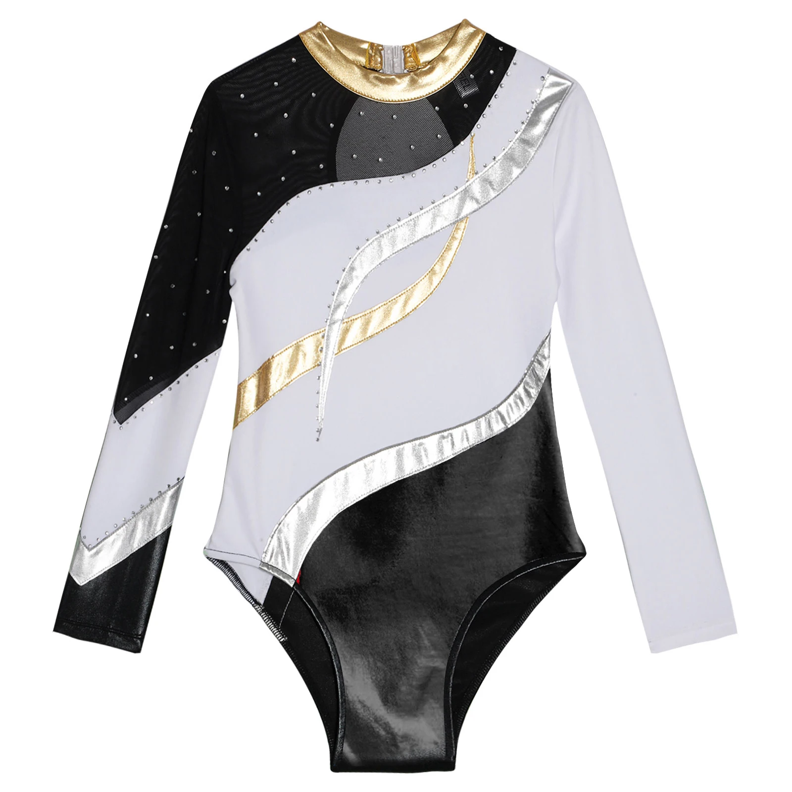 Children Dance Leotards Fashion Children Ballet Dance Leotards Kids Gymnastics Bodysuit for Girls Long Sleeve Patchwork Skating Jumpsuit Dancewear