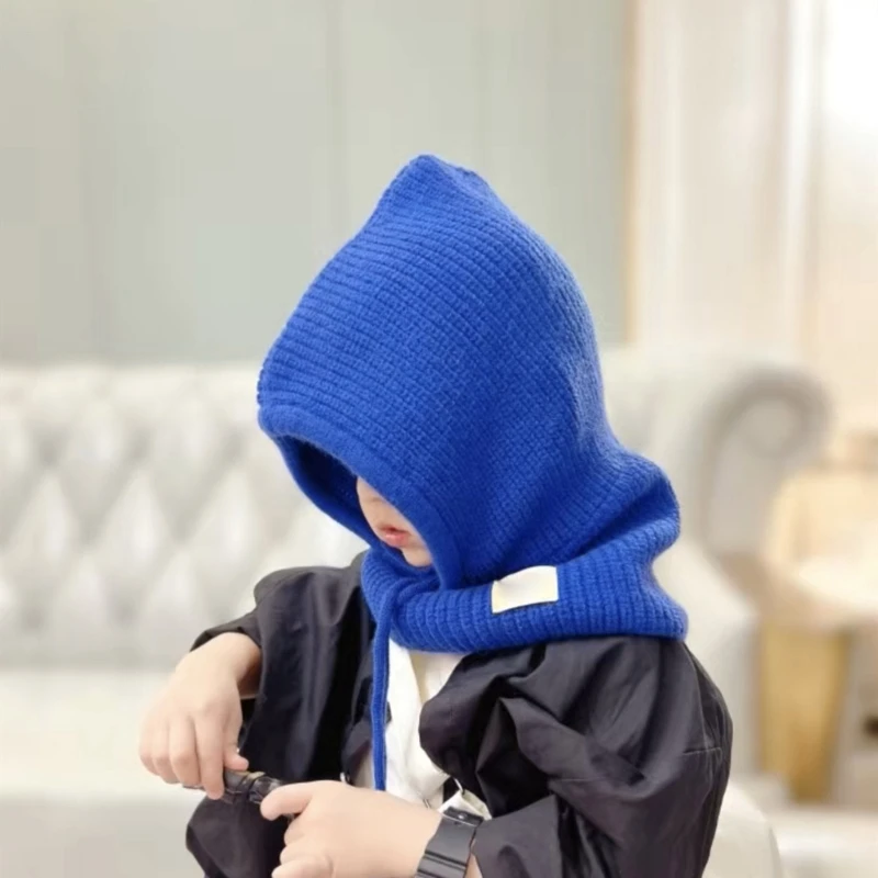 Stylish Hooded Hat Neck Warmer for Children Scarf Hat for Outdoor Activities School and Travel Windproof