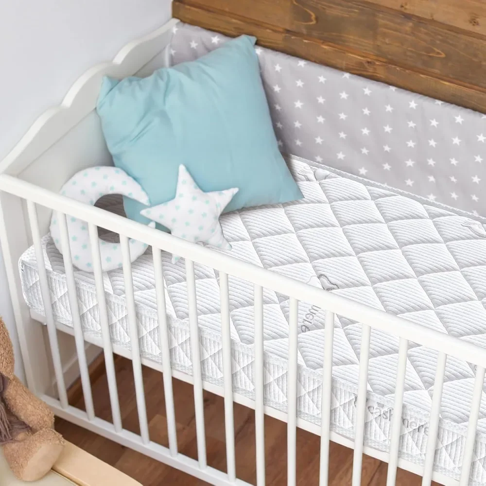 Premium Dual-Sided Crib & Toddler Mattress,100% Knitted Fabric,Premium Fleece-Hypoallergenic,5" Firm Soft Crib Mattress 5