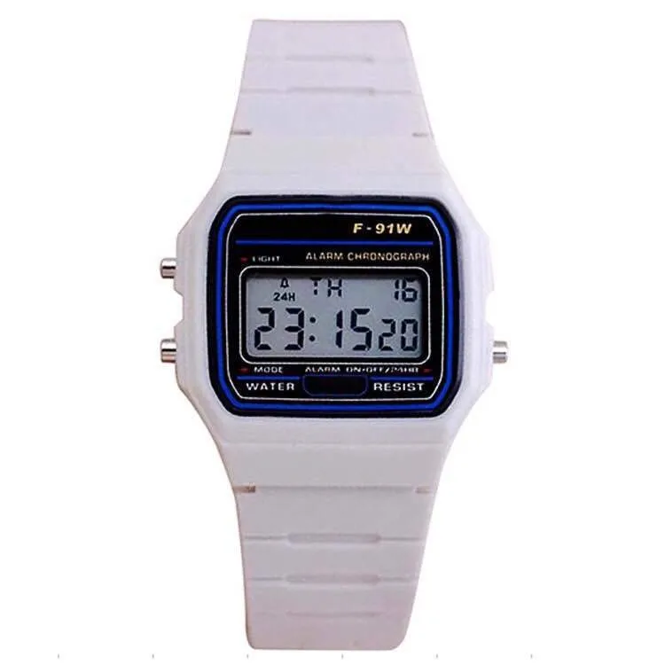 Luxury TOP Brand Ladies Watch Harajuku Silicone WR F91W LED Electronic Waterproof Multifunction Square Digital Watches For Women 3