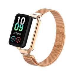 Stylish Milanese Magnetic Stainless Steel Wrist Strap Replacement - Amazfit Band 7 (Rose Gold)