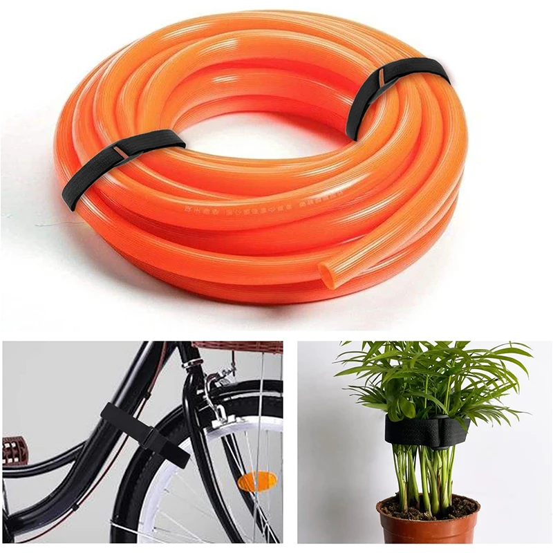 Adjustable Black Reusable Cable Straps with Buckles - Hook and Loop Cord Organizer