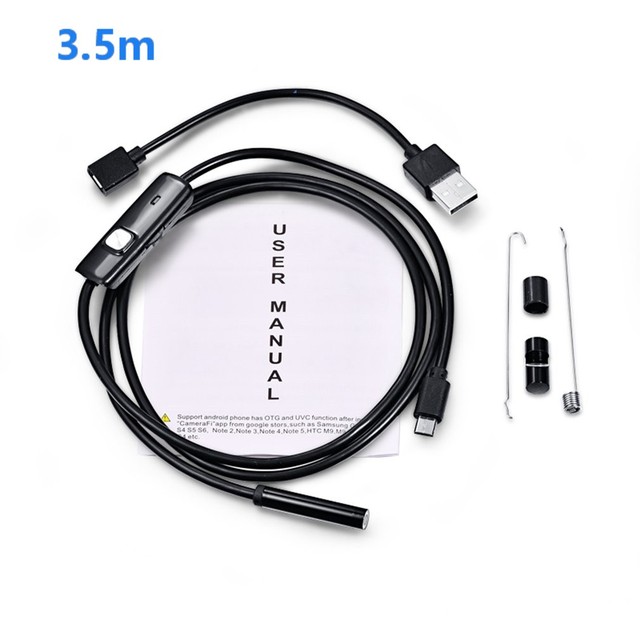 Endoscope Camera Flexible IP67 Waterproof Micro USB Inspection Borescope Camera for PC Notebook 6LEDs Adjustable
