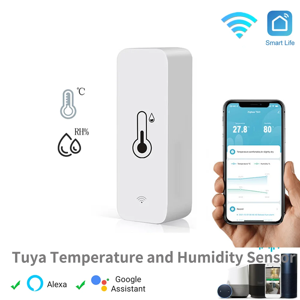 

Tuya Smart Temperature And Humidity Sensor APP Remote Monitor For Smart Home SmartLife Work With Alexa Google Assistant WiFi