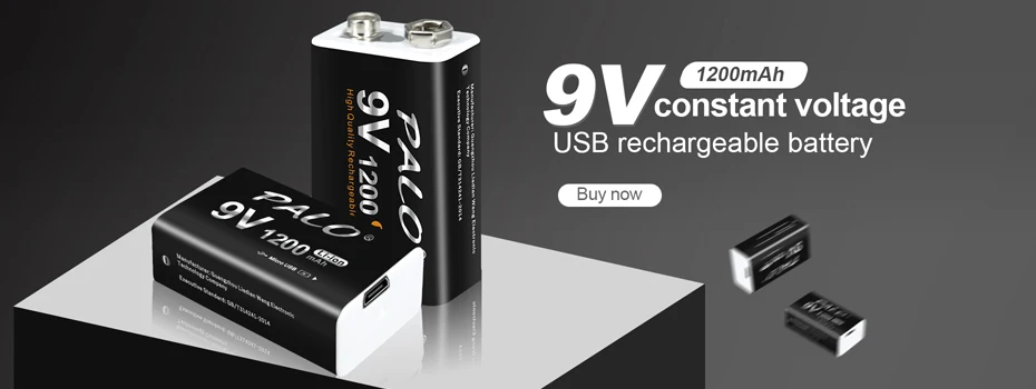 Rechargeable 9V Battery 650mAh Micro USB 9 Volt 6F22 Lithium Crown 9v Batteries for Multimeter KTV Microphone Metal Detector