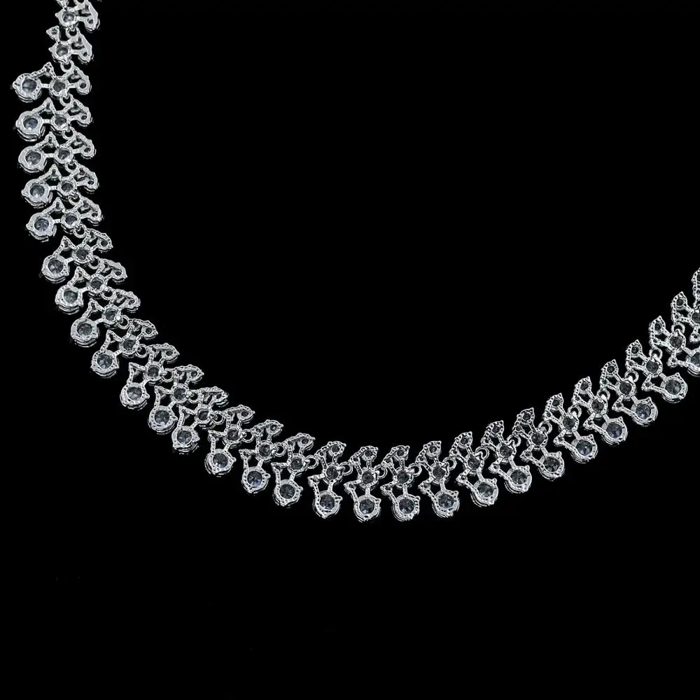 Brilliant 5A Cubic Zirconia Bridal Wedding Necklace Earring Set Women Prom Party Jewelry Sets