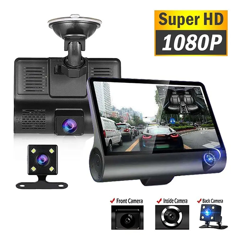 Drive Recorder 8g Tf Card Cam Dash Loops Triple Lens Wide Angle Lens