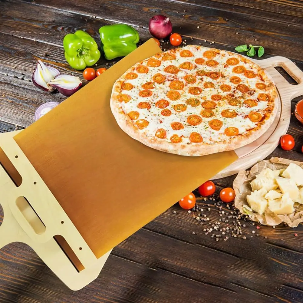 55*35cm Sliding Pizza Peel Shovel Removable Wooden Handle Pizza Spatula with Tarps Baking Tools