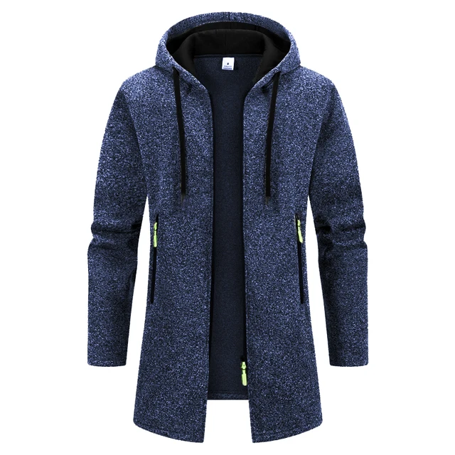 الخريف الرجال سترة طويلة بلوزات عادية مقنعين بالأزرار الرجال أبلى بطانة سمكا الدافئة هوديس المعتاد الشتاء سترة علوية 2