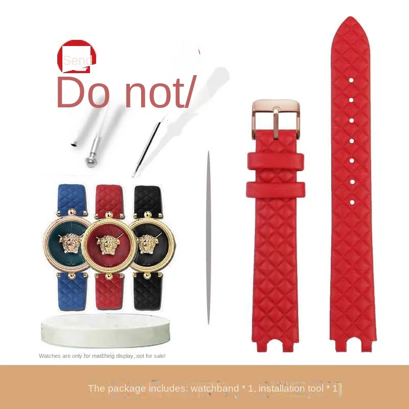 Correa de reloj de piel de vaca de 16 mm para Versace Vanitas, microsuave, cómoda, con interfaz en forma de U para mujer, accesorios