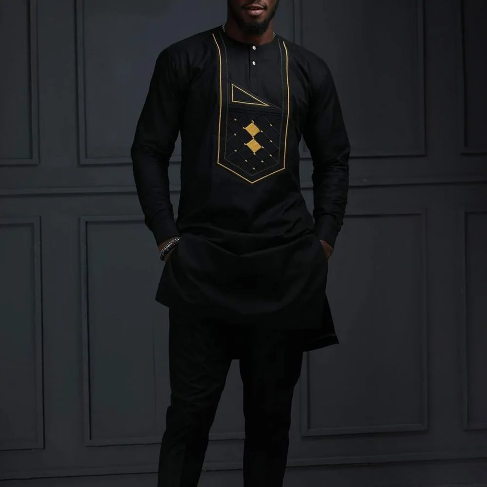 Men\'s Designer Clother Luxury Brand Clothing For Male African Traditional Outfit Dashiki 2Pc Elegant Men Suits Full Pant Sets