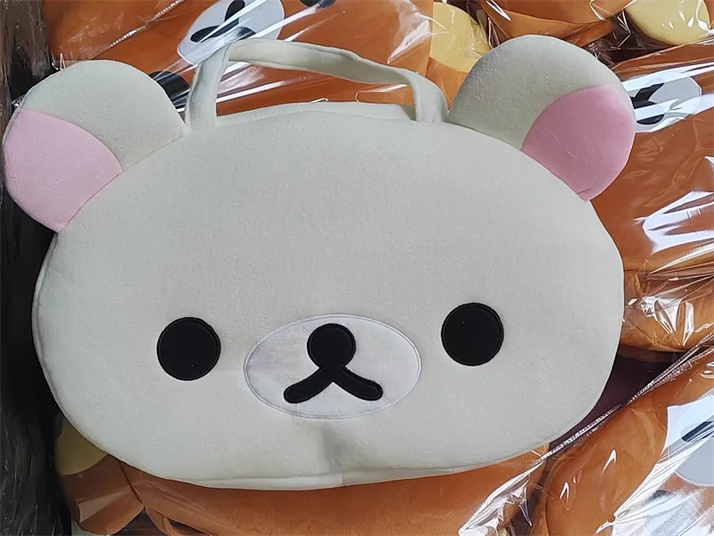 Borse tote in peluche Rilakkuma Korilakkuma per donna, borse a tracolla grandi e carine, borsa da viaggio anime kawaii con testa di orso bianco - immagine 3