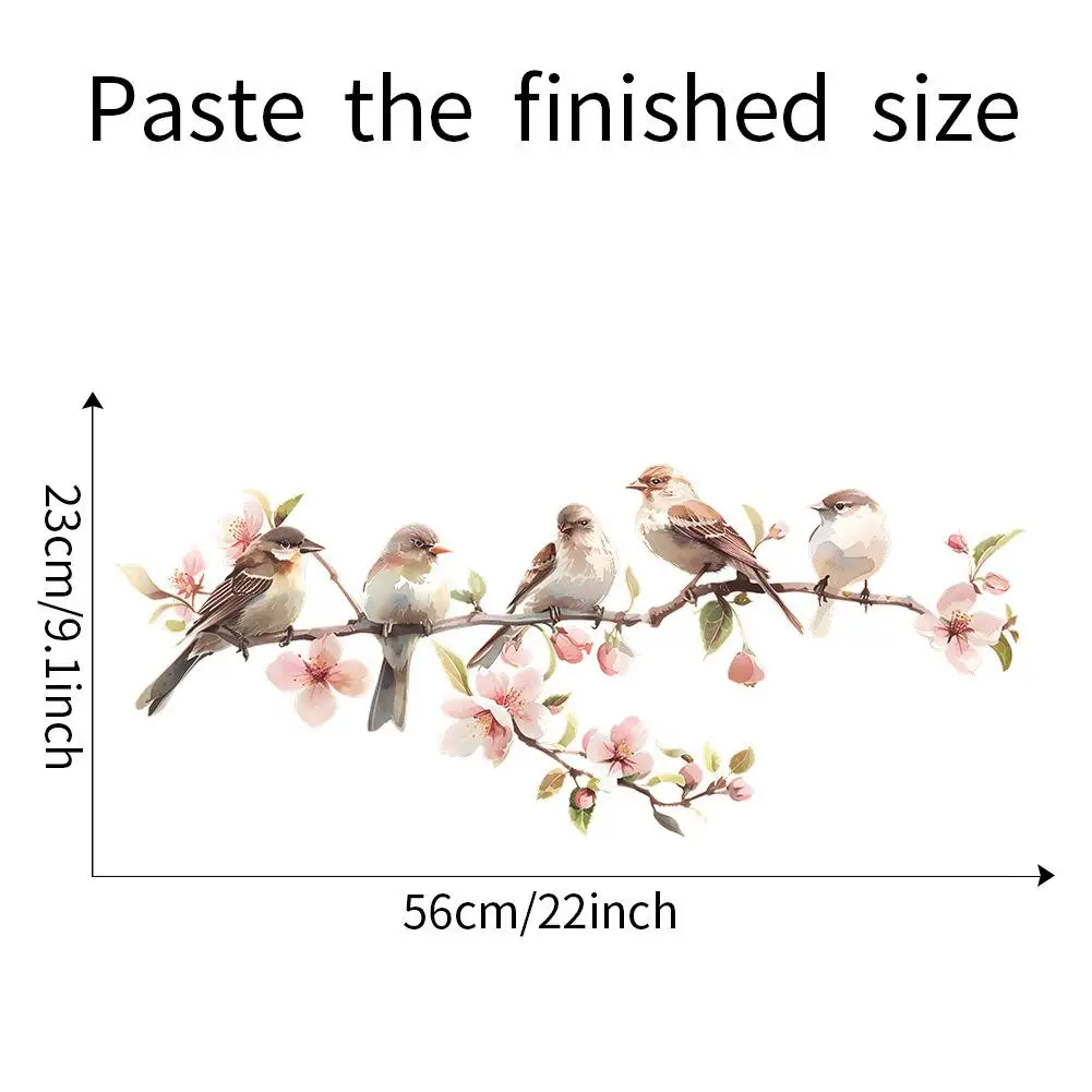 PVC Flower Window Clings Birds Tree Branch Glass Sticker Anti-Collision Decal For Bedroom Restroom Doors Decorative Films