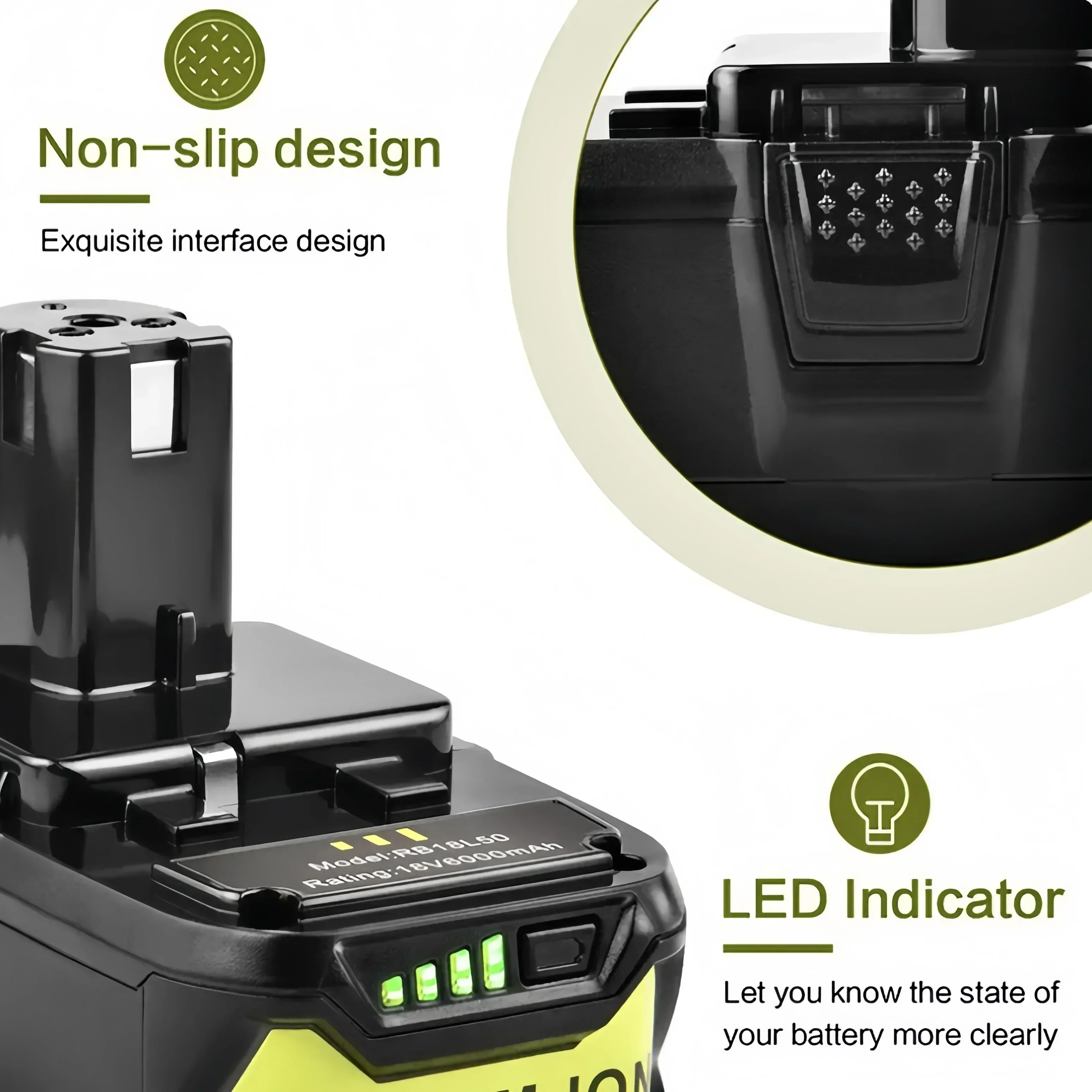 18V 6.0Ah RYOBI ONE+ lithium battery power tool battery rechargeable battery No memory effect low self discharge suitable for all ONE+tools P10 P107