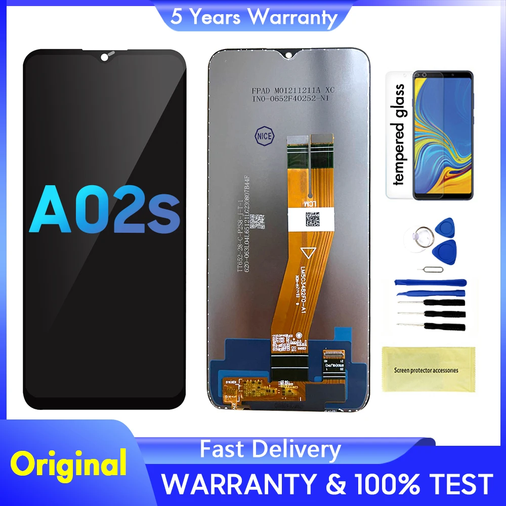 100% протестированный Дисплей для Samsung A02s, ЖК-дисплей с сенсорным экраном, дигитайзер для Galaxy SM-A025F A025F/DS A025G, замена в сборе