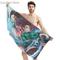 Bathing Towels Demon Slayer Nezuko Kamado Printing Anime Home Decor Textile Comfortable Summer Beach Towel Toalhas De Banho 2