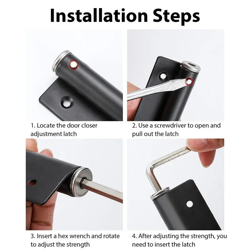 Commercial Door Closer Stainless Steel Automatic Door Closer Adjustable Commercial Self-Closing With Flexible
