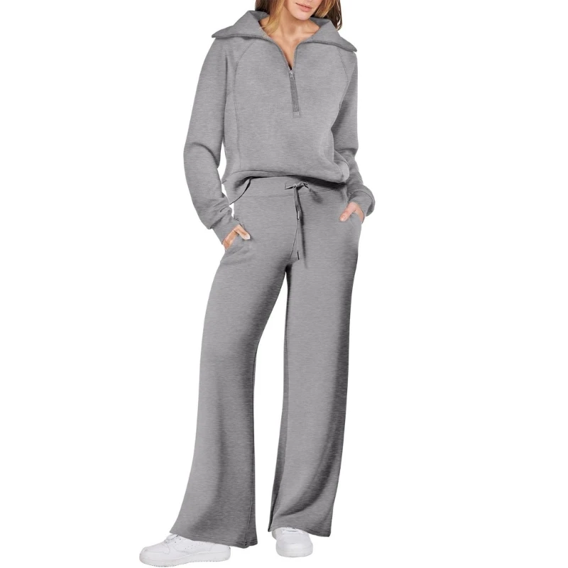 Womens 2 Piece Outfits Sweatsuit Oversized Loose Sweatshirt and Wide Leg Pants  Matching Lounge Set Fall Tracksuits - AliExpress