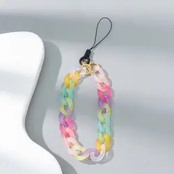 Vibrant Candy Color Ring Buckle Phone Lanyard Charm Bracelet - Stylish Anti - Lost Strap Gifts (Multicolor)