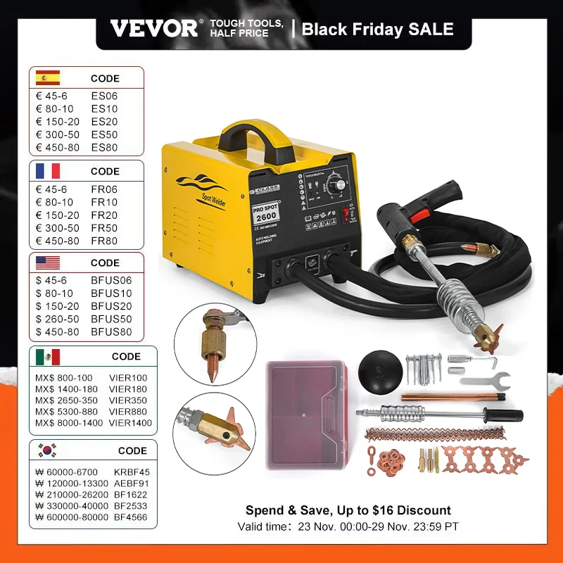 

VEVOR Spot Welder Dent Puller Machine 2KW Spot Dent Puller 3500A Vehicle Repair Puller Kit 5 Modes Auto Body Dent Puller Welder