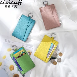 Ultrathin Card Holder Brand Wallet Designer High Quality Genuine Leather Women's & Men's Small Business ID Coin Bag with Zipper