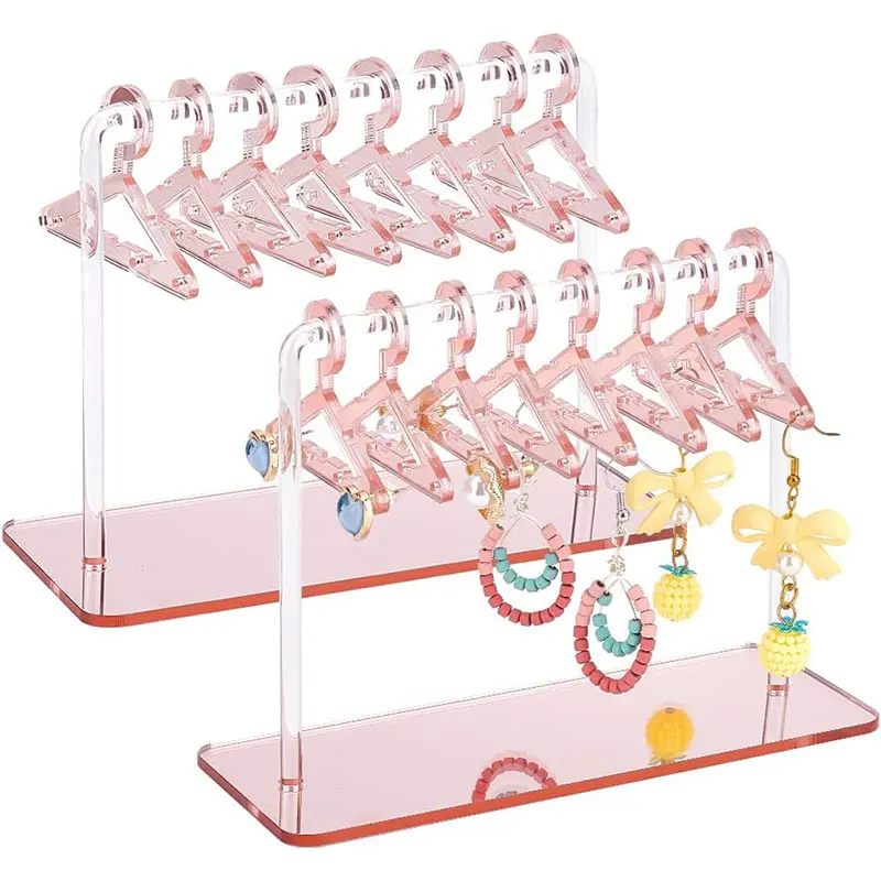 8PCS Hangers Clear Acrylic Jewelry Display Rack Earring Hanging Clothes Stand Storage Jewellry Shopwindow Manager Displays Racks