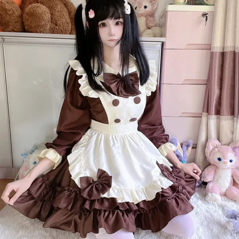 

Christmas Anime Themed Party Cosplay Japanese Restaurant Maid Outfit Comic-con Costume Kawaii Chocolate Lolita Bow Uniform Suit