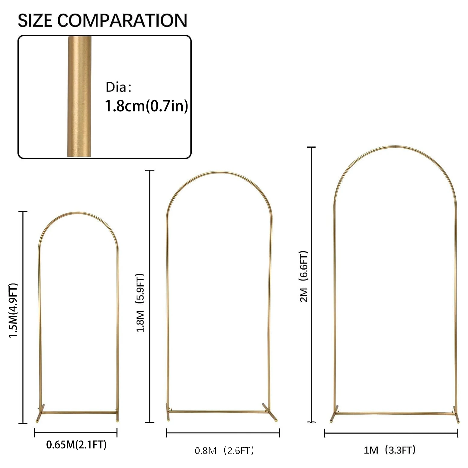 Wedding Arch Stand Party Arch Set Wedding Arch Set Metal Wedding Arch Backdrop Stand Balloon Arch Stand For Birthday Party Ceremony Decoration Backdrop Door Frame Gold
