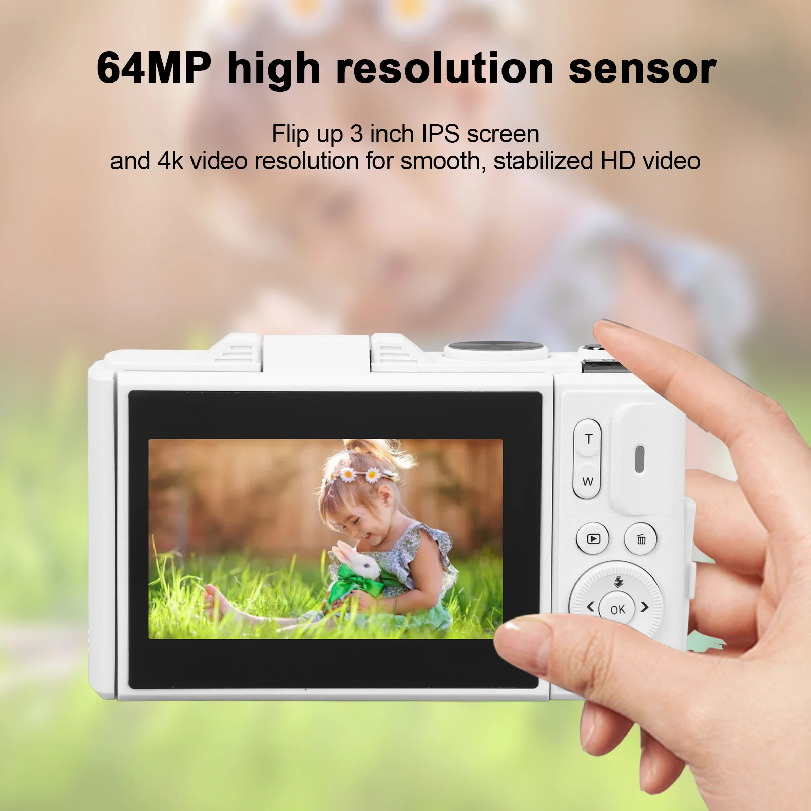 Retro Digital Camera 64MP Stabilization Video Pause Function 3 Inch IPS Screen Digital Camera for Vlogging for Beginners