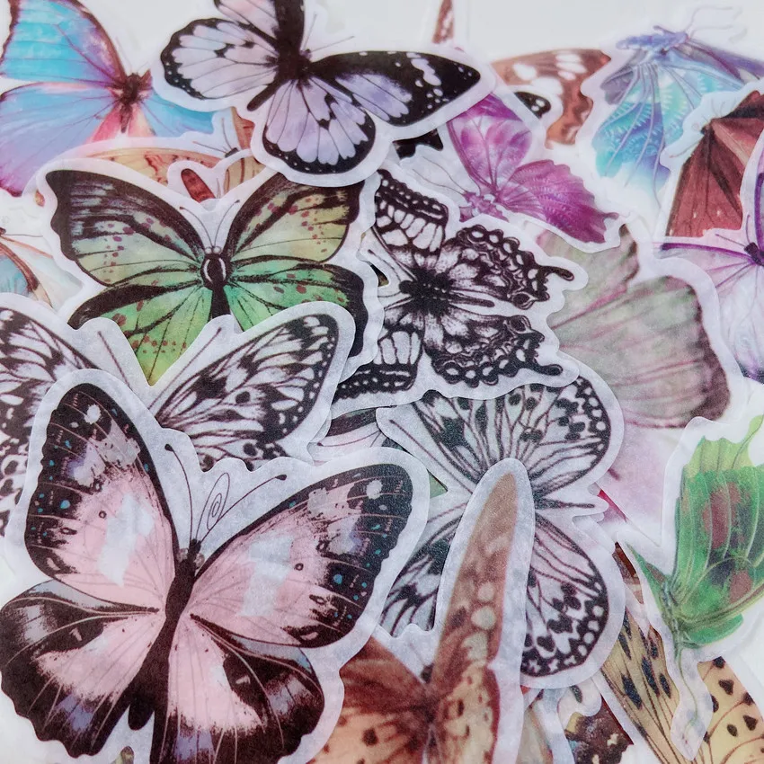 

60 шт./упаковка, декоративные бумажные наклейки-бабочки