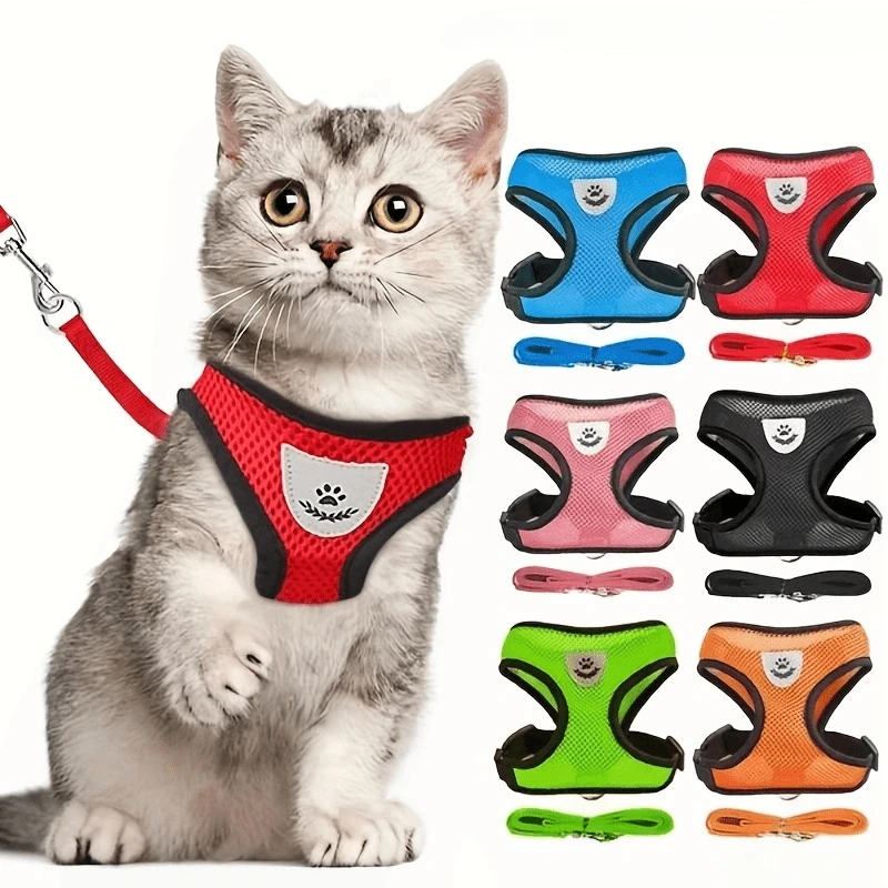 Reflective Breathable Mesh Dog Harness and Leash Set Puppy Dog Cat Vest Harness for Small Dogs Accessories Supplies pet harness leash set pet harness set pet leash set