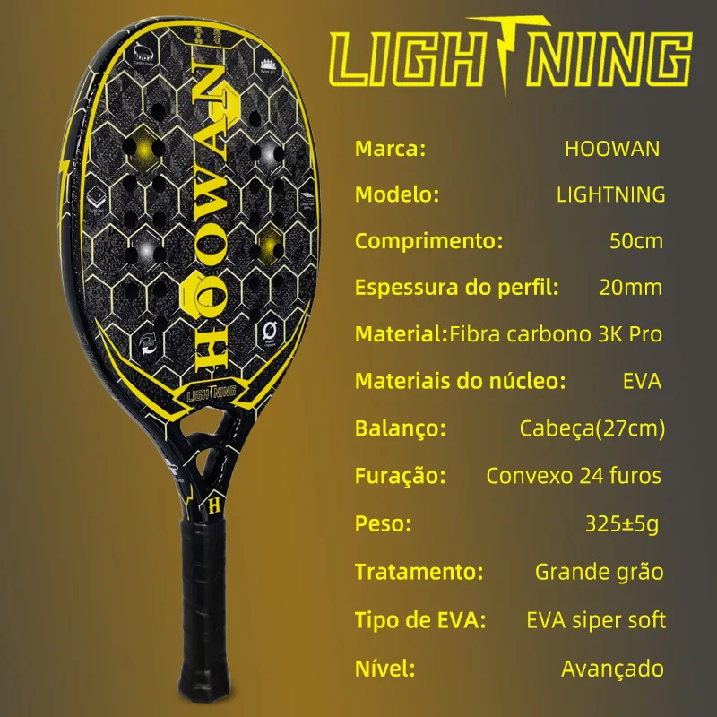 Beach Tennis Racket 3K PRO Carbon Fiber T700