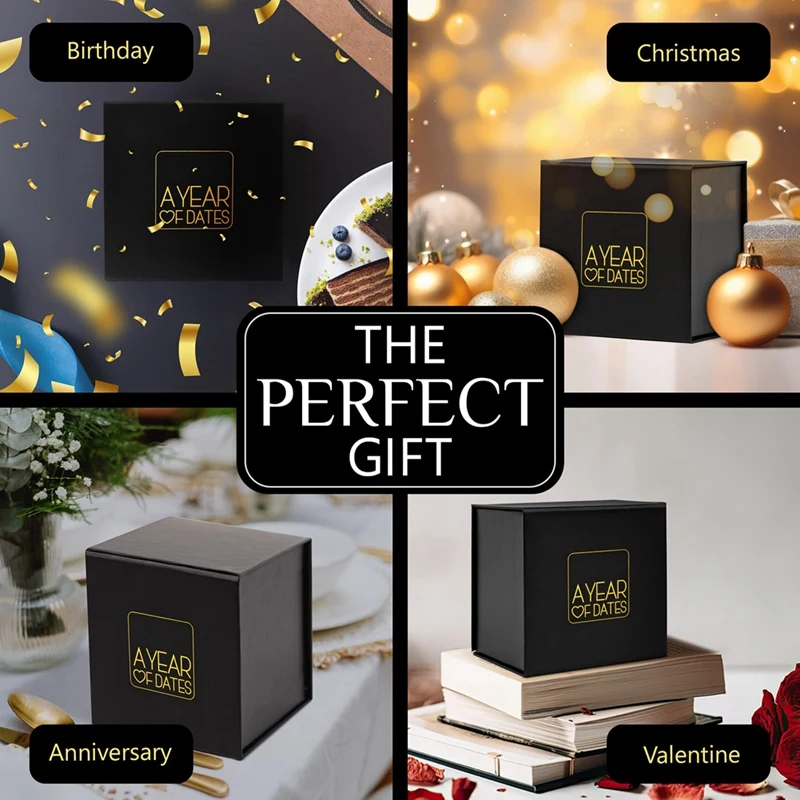 

1 Piece A Year Of Dates: Surprise Edition - Couples Gift For Christmas. Black Paper With Sealed Date Ideas, Perfect Paper