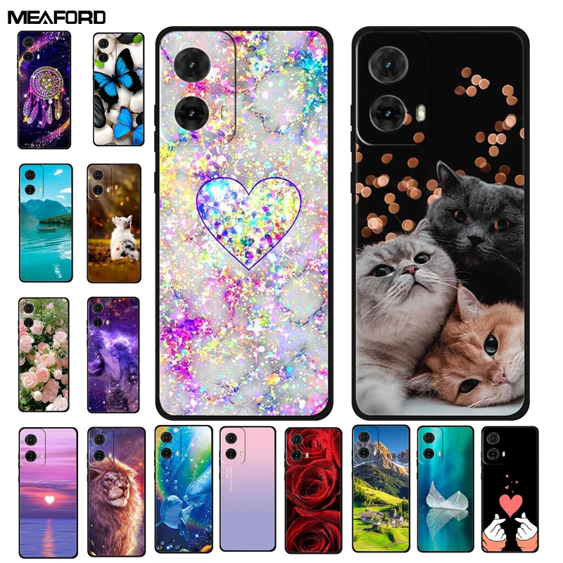 Colorful Painted Cat TPU Soft Silicone Phone Back Cover - Cute Design