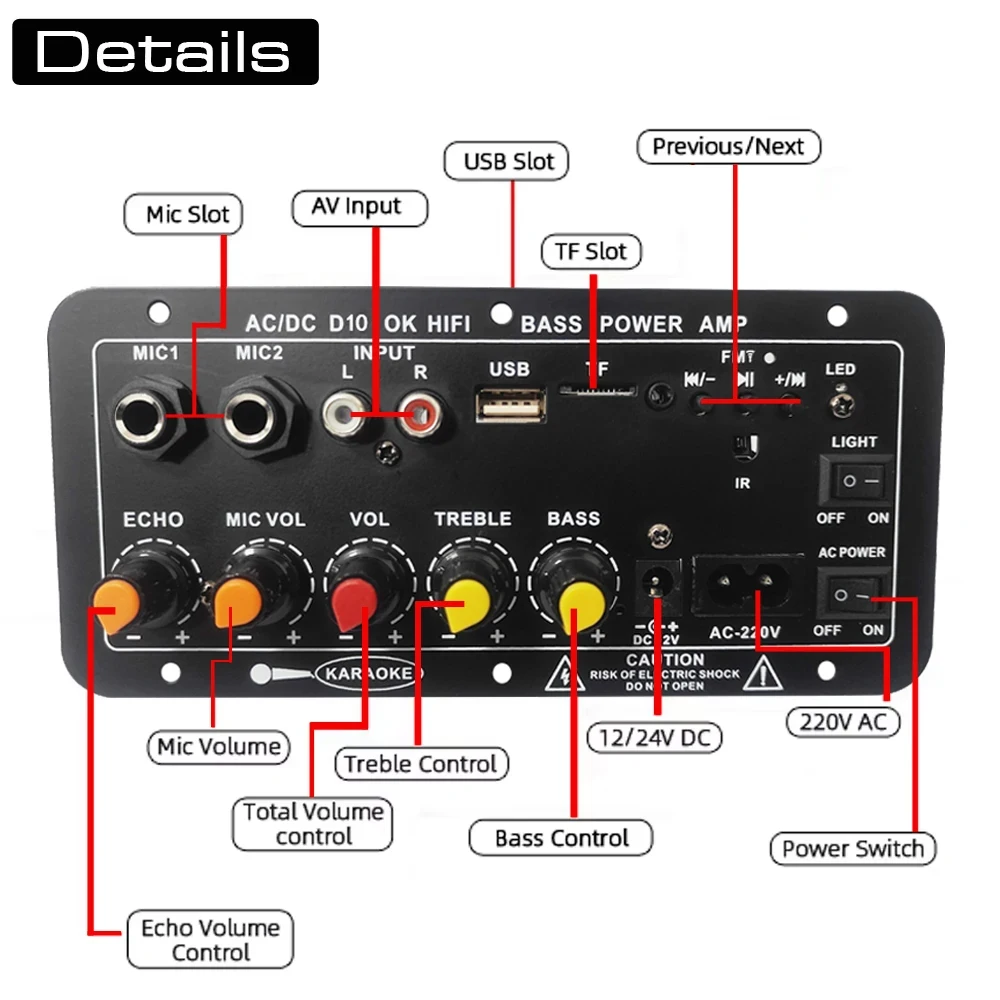 100W HiFi Bluetooth Amplifier Board D1000/D900/D100W/D20/D10 Bluetooth 5.0 Dual