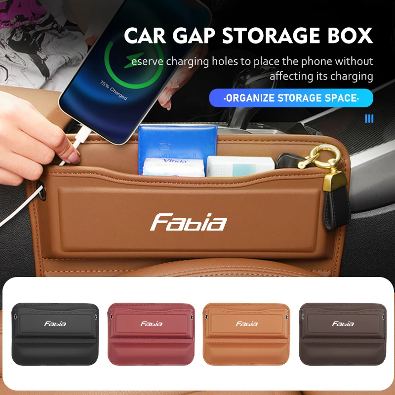 Seggiolino Auto In Pelle Gap Console Tasca Laterale Fessura Scatola Di Immagazzinaggio Per Skoda Fabia Kamiq Superb Mk3 Visions Yeti Scala Enyaq-Iv