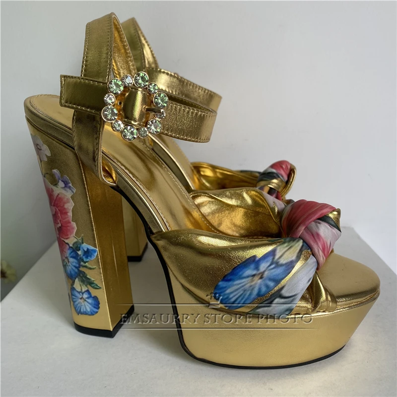 Origami- The Pierced Leather 1950s Style Gold Glittery High Heel Shoes Gold / 37