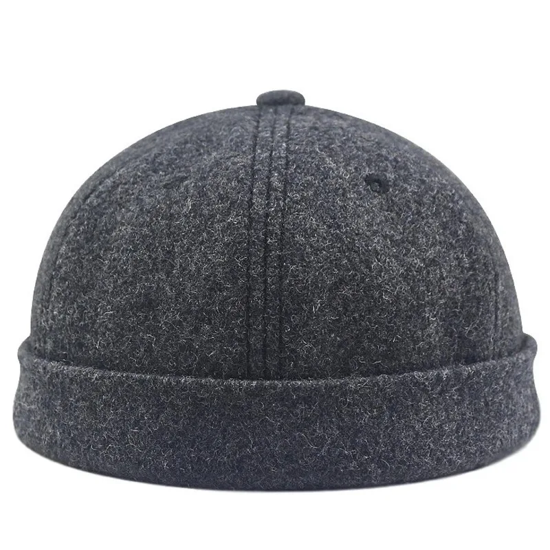 Brimless Baseball Caps Dad Winter Felt Beret Hip Hop Beanie Men Docker Sailor Hats Women Wool Snow Hat Men Big Size Skull Caps men brimless hat