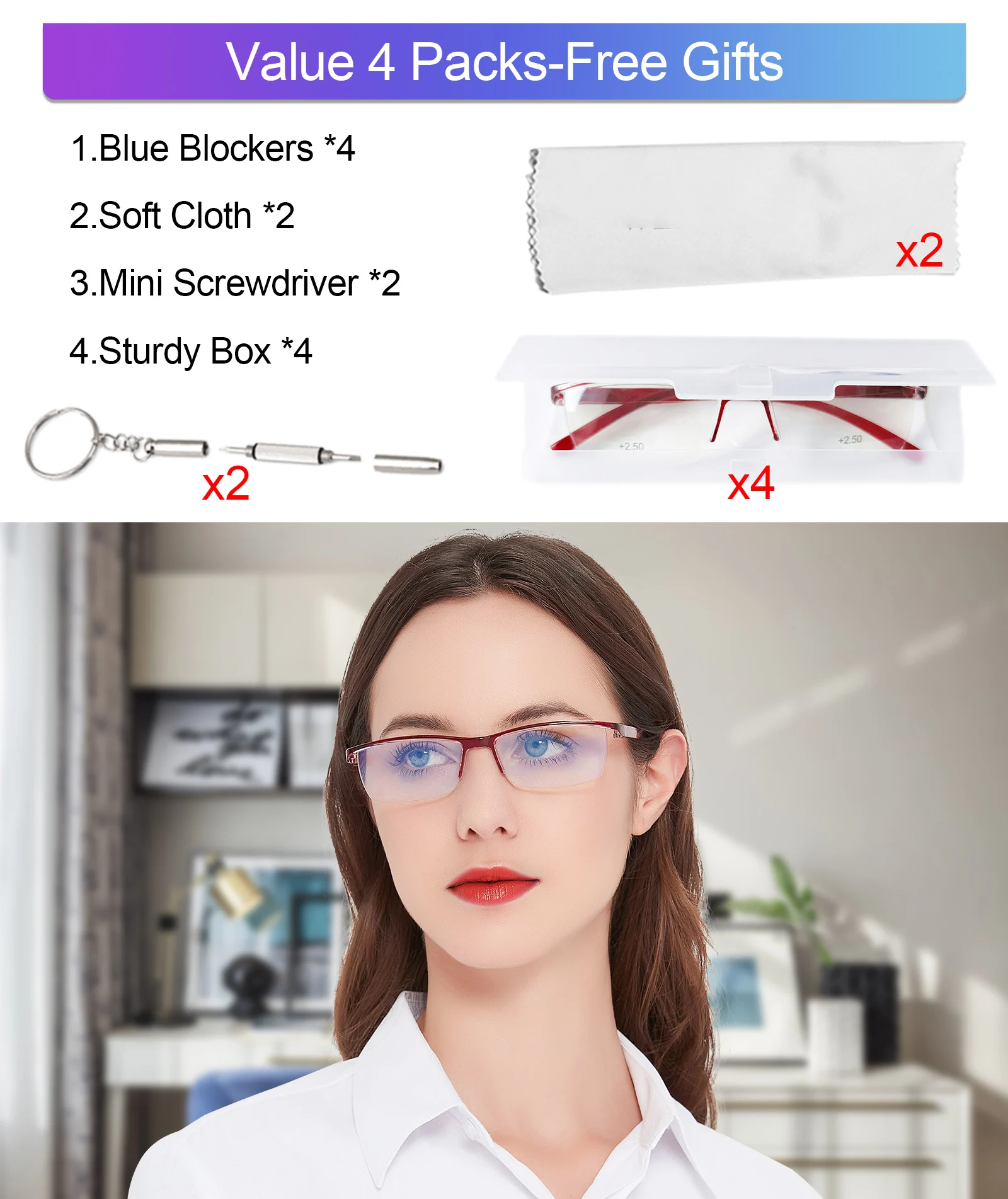 4 sztuk nowy Trend okulary do czytania kobiety anti-niebieskie światło ultralekkie powiększenie okulary czytniki komputerowe okulary z przypadku + 1 + 1.5