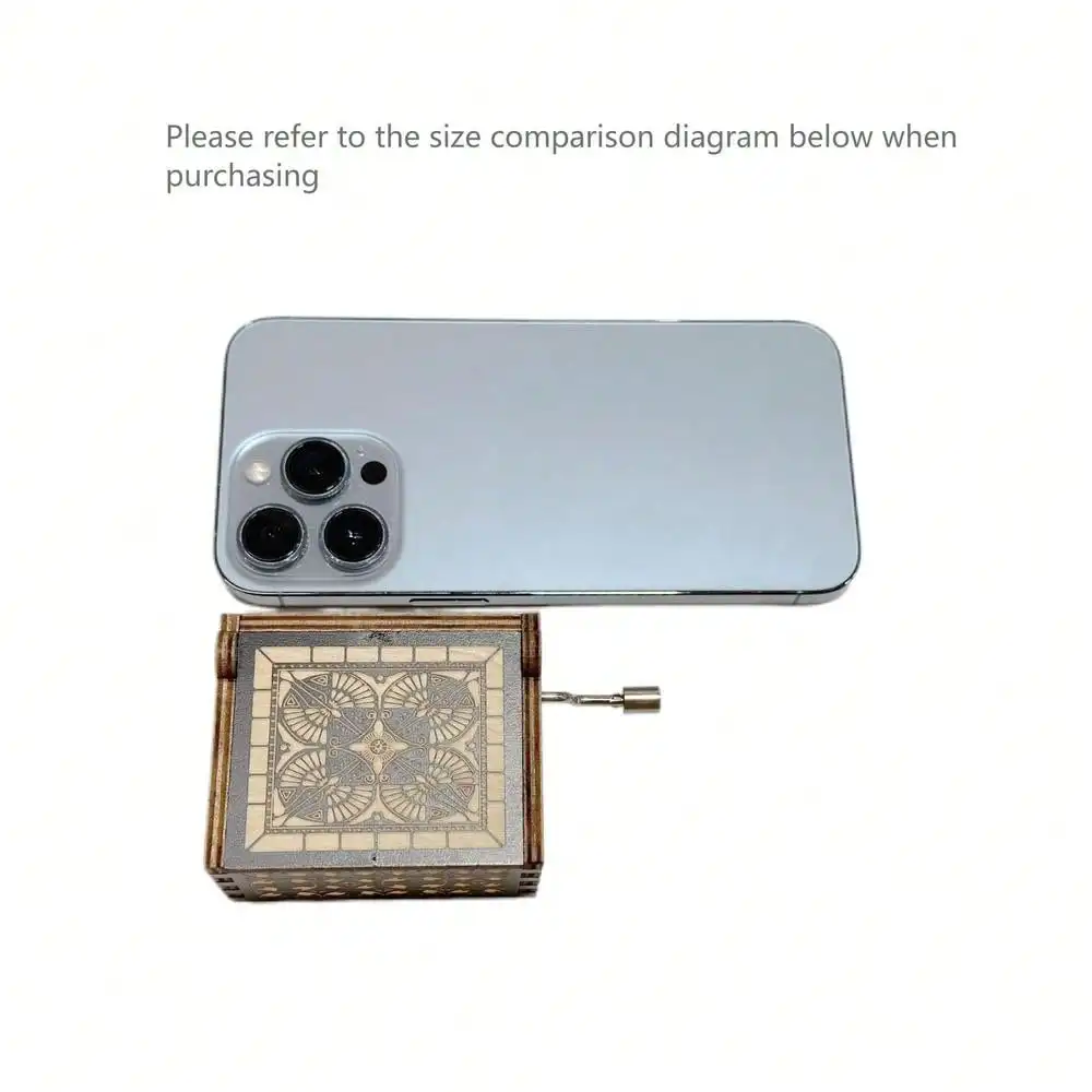 1pc Wooden Vintage Laser Carved Hand-cranked Music Box, Mother's Day/birthday/anniversary/wedding Gift, Family Room Desk Office
