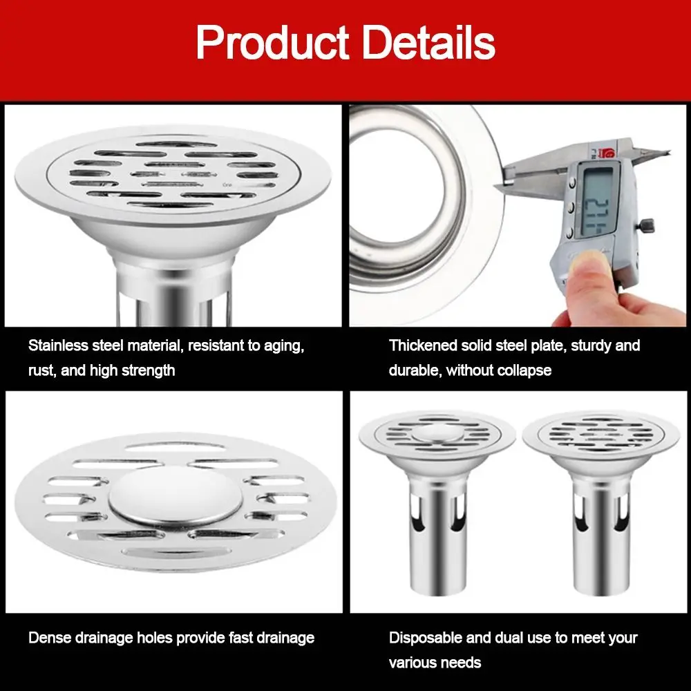 10/12cm Stainless Steel Floor Drains Washing Machine Dual-purpose Square Sink Strainer Cover Bathroom Sewer Dectable Drainer floor sink strainer floor drain drain strainer floor drain filter drain filter