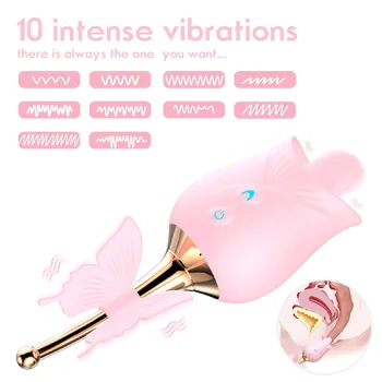 Vibrator For Women Rose Tongue Filler Sexulaes Electric Silicone Lady Masturbation Sex Toys For Women For Adults 18 2022 New 2