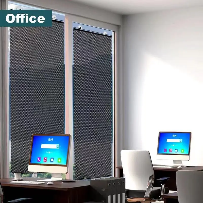 Automatic Retractable Sunshade Home Curtain Sunscreen Heat Insulation Free Punch Blackout Roller Shutter Office Privacy