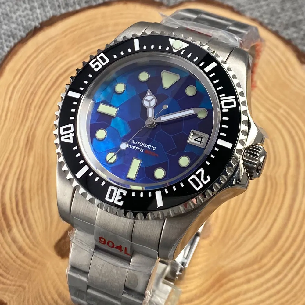 100M Impermeabile Sea Steel Orologio Meccanico Da Uomo Mop Dial S Nh35 Movt 904L Brush Glide Lock Oyster Band Vetro Zaffiro 43Mm