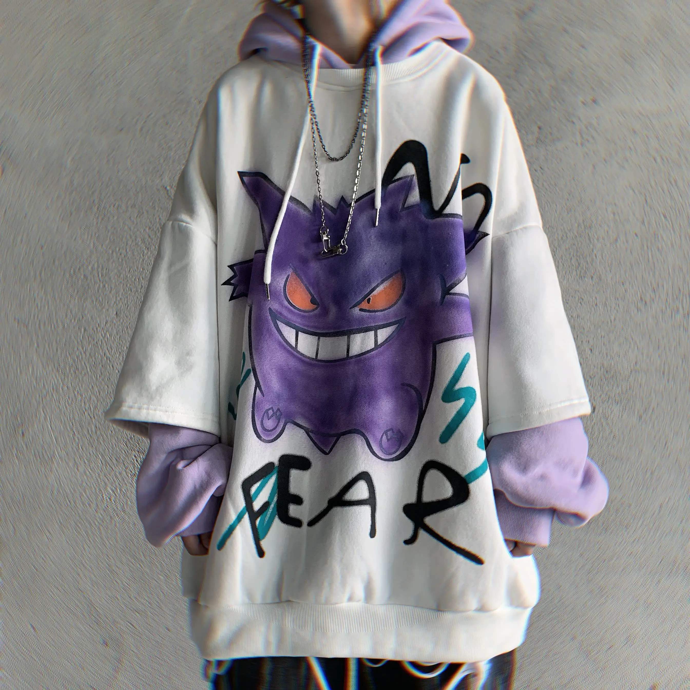 Pokemon Gengar Pijama de uma peça Roxo Roupas Animação dos desenhos  animados Men's Women's Two-Dimensional Peripheral Homewear Pure Cotton